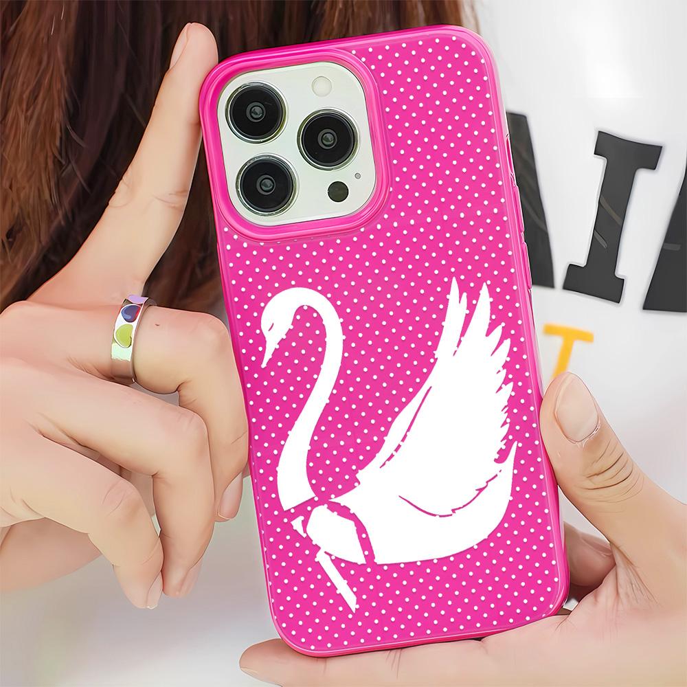 Luxury Phone Case for iPhone 17 16e 16 15 14 13 12 11 X XS XR XSMAX 7 8 Air Pro Max Plus Cute Swan Double-layer Back Cover