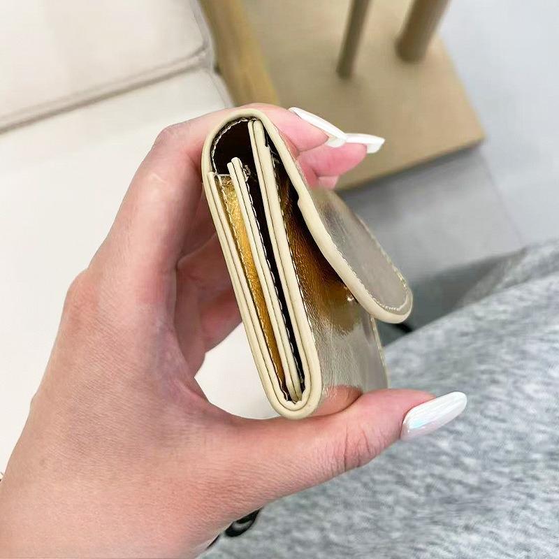 PU Japanese-style Short Three-fold Wallet Women's High-end Sense of Portable Coin Purse Fashion Buckle Wallet Large Capacity