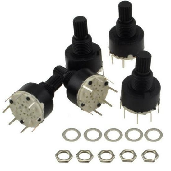 Miniature Rotary Selection Band Switch - Multi-Position: 3, 4, 5, 6, 8 - 16mm Flower Shaft, 15mm Shaft
