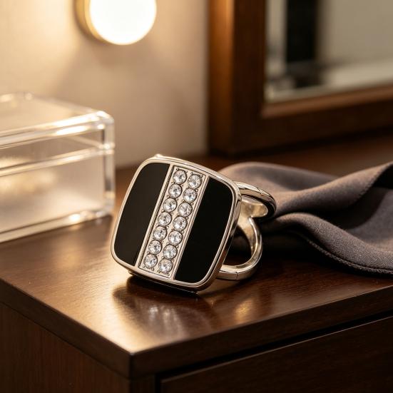 Commuting Scarf Pin Square Button, Vertical Rows of Rhinestone Design, Smooth Buckle Silk Elegant Clip for Shawls And Collars Oxidation Resistant
