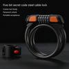 Bike Lock Cable 5Digits Resettable Combination Cable Lock, Bike Code Lock Small Security Bike Lock for Mountain Bicycles