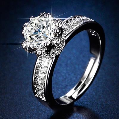 Simulation Moissanite Ring for Women, One Carat Ice Queen Ring Wedding Ring