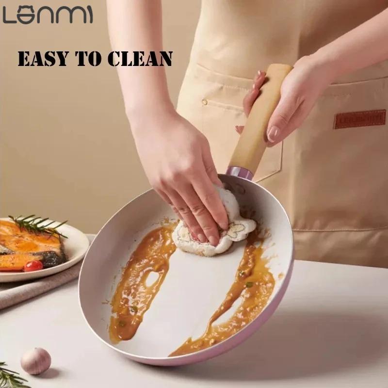 LANMI Non-Stick Frying Pans Anti-overflow Skillet Low-smoke Breakfast Egg Steak Flat-bottomed Pot Home Gas Stove General Pot