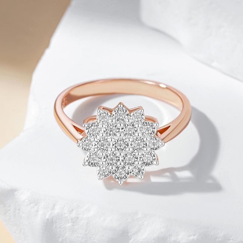 Full Shiny Natural Zircon Ring For Women Unique  Rose Gold  Color Mix Ethnic Bride Wedding Jewelry Best Gift