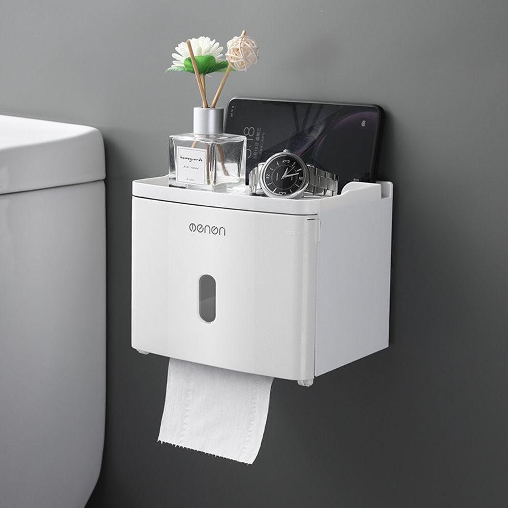 Mounted No Punching Roll/Draw Paper Dispenser Toilet Paper Holder Storage Rack Tissue Box Shelf