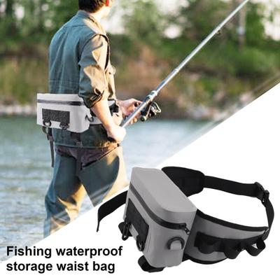 Marsupio da pesca impermeabile con portacanna, cinturino regolabile, accessori da pesca portatili per esterni