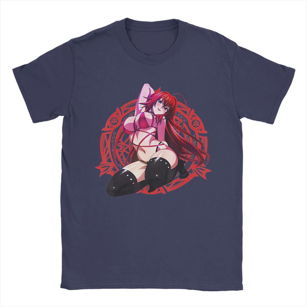 High School DxD Funny Anime Rias Gremory Character   Tshirts Men Cotton Clothing Retro  Round Neck Short Sleeve