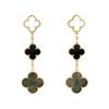 Four-leaf Clover Earrings Fashionable Three-flower Earrings Natural Mother-of-pearl Agate and Chalcedony Women's Earrings