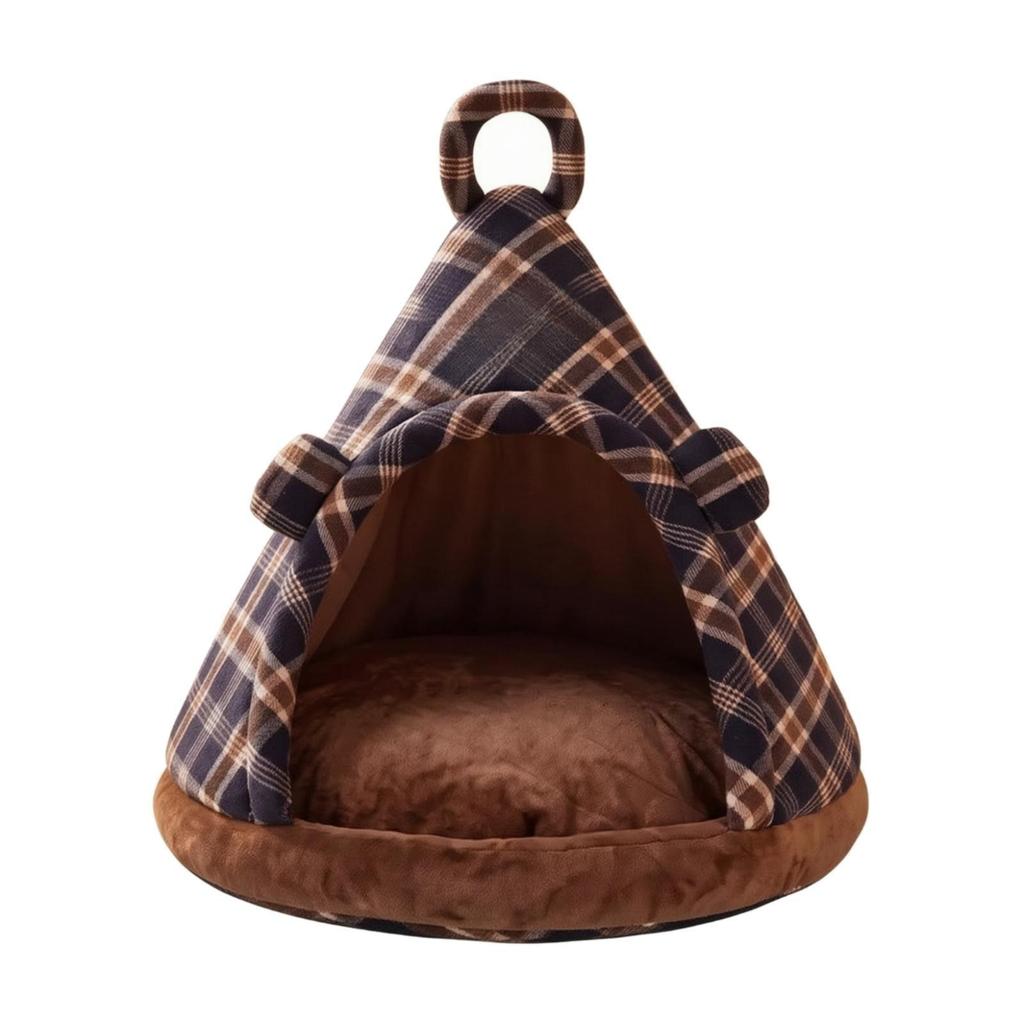 Triangular Tent Pet Bed Enclosed Covered with Nonslip Bottom Gentle Feline Hut for Kittens,