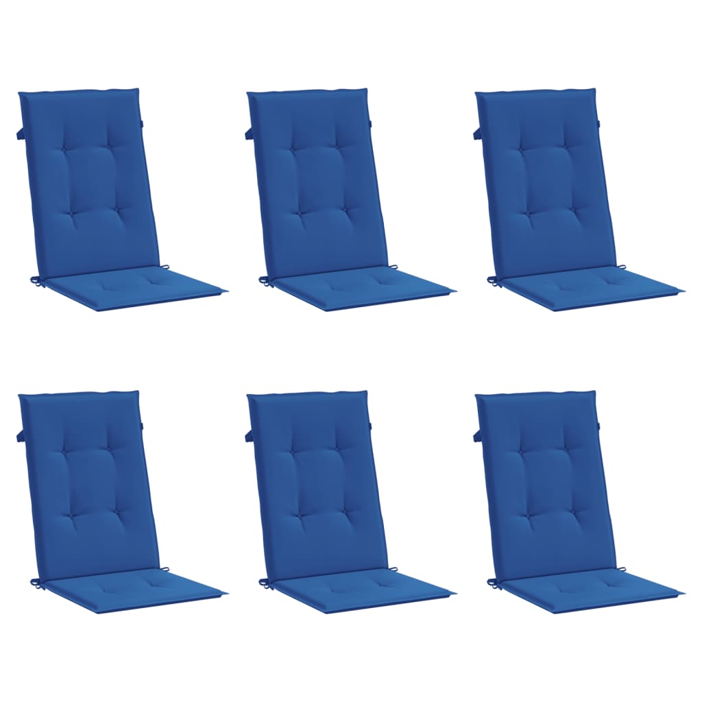 Garden Chair Cushions for High Back Chairs 6 Pcs. Royal Blue 120 X 50 X 3 Cm