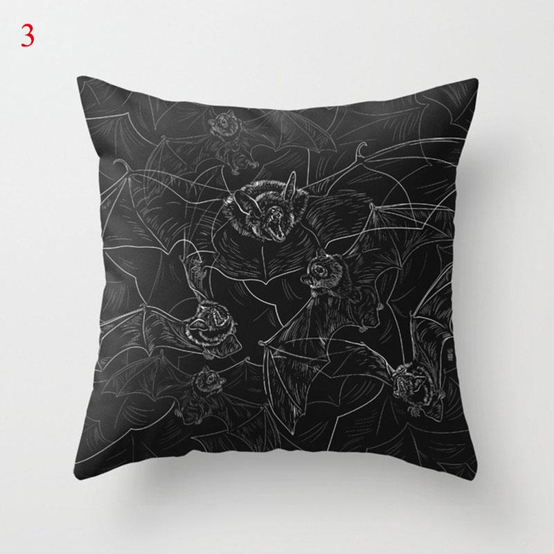 Halloween Skull Bat Pumpkin Print Cushion Cover Home Living Room Sofa Car Decoration Pillow 45 * 45Cm