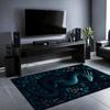 Mystic Dragon Forest Carpet - Deep Blue Green Serpent Rug with Lush Botanical Pattern Non-Slip Floor Mat for Enchanted Decor