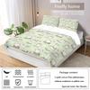 3-piece down duvet cover with green cartoon cat pattern print (1 down duvet cover+2 pillowcases, no core) Soft bedding set