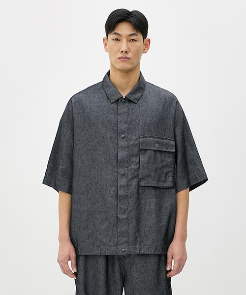 Errors Excepted Sh315Bk Linen Overshirt (Indigo Black) Indigo Black/M