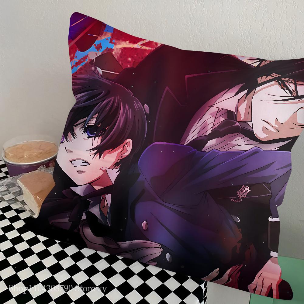 Black Butler Anime Kuddfodral Mode Fyrkantigt Kuddfodral Sovrum Soffa Rum Ins Dekoration Fritid Kuddfodral 40x40