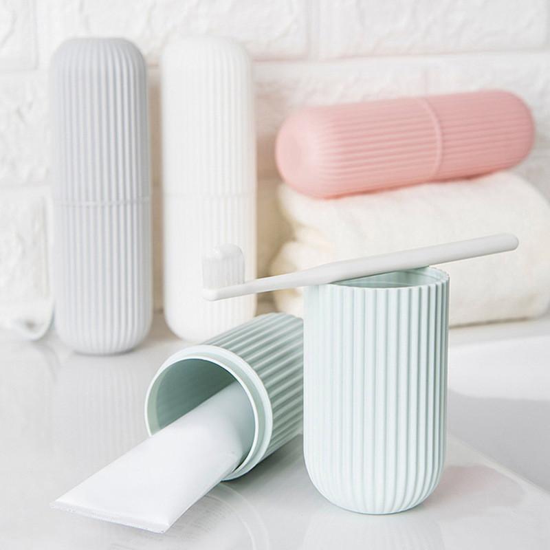 Portable Travel Toothbrush Holder With Storage And Nopunch Design For Home And Trip Use