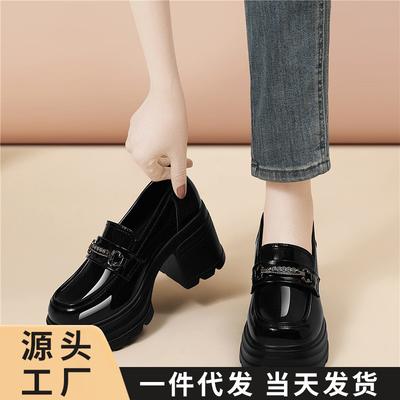 Schwarze Loafer Retro Britischer Stil Uniform Einzelne Schuhe Damen Plateau Mode Vielseitige Lederschuhe Damenschuhe