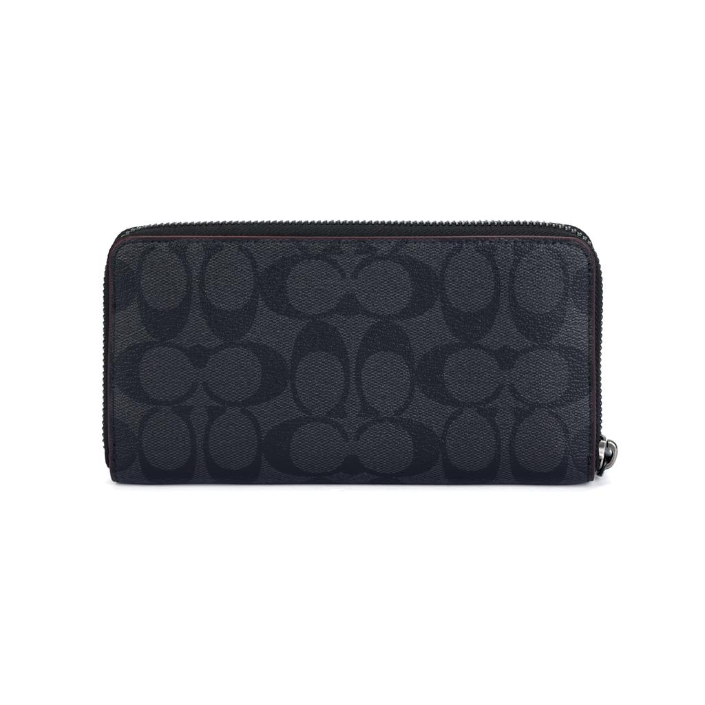 Coach Accordion Wallet 20 Classic Monogram Logo Embossed Coated Canvas Clutch Men Wallets Gray Black 25517-N3A