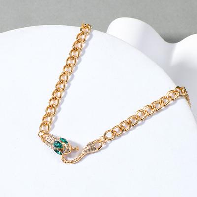 Punk Hip Hop Rock Snake Necklace for Women Vintage Crystal Clavicle Chain Party Jewelry Accessories