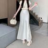 Lace Splicing Acetate Satin New Chinese Style Gentle Temperament Slimming Skirts