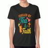 Angetrieben von Tee und Glauben Unisex Baumwoll-T-Shirt, Premium-Baumwolldruck, Langlebig, Lässige Mode, Grafik-T-Shirt für Teeliebhaber, Kleidung mit religiösem Thema, Styl