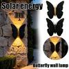 Outdoor Solar Butterfly Wall Light LED Waterproof Night Lamp for Garden Patio Fence Pathway Stairs Courtyard Yard Decor