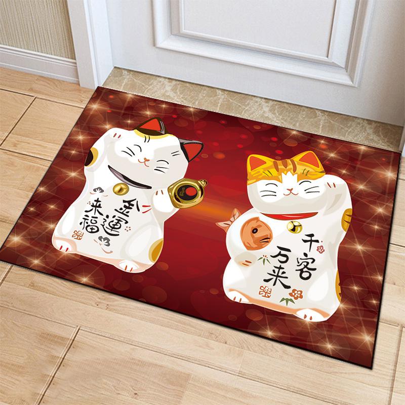 Fortune Cat Floor Mat Living Room Carpet Decor Kitchen Bedroom Doormat  Footpad