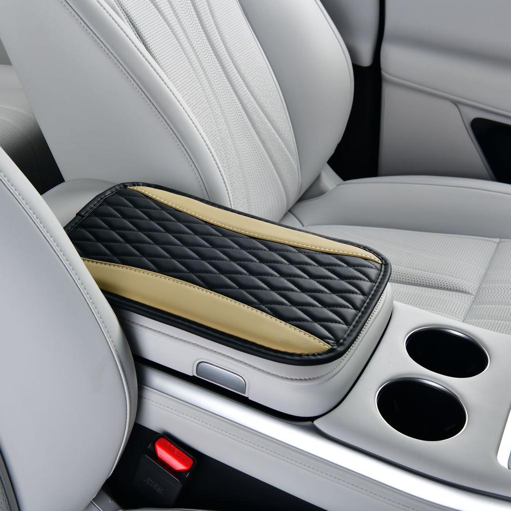 Multi-color Car Armrest Box Cover, Armrest Box Mat, High-quality Artificial PU Leather Two-color Splicing Quilted Design