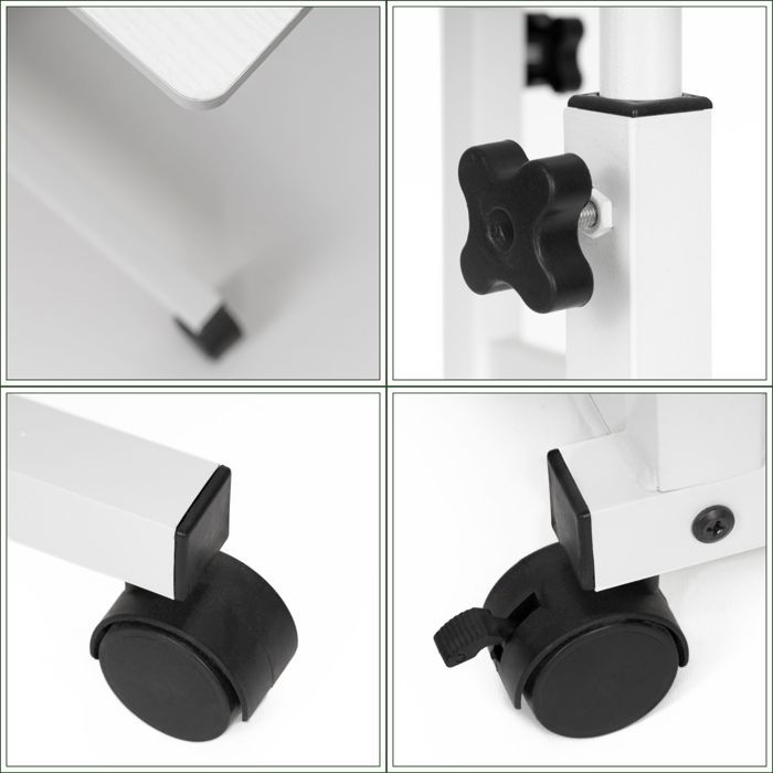 Bureau mobile - SPRINGOS - Table d'ordinateur portable - Hauteur réglable 76-86 cm - Blanc - Design moderne