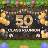 2D 50th Reunion Celebration Background, Balloon & Champagne Toast De