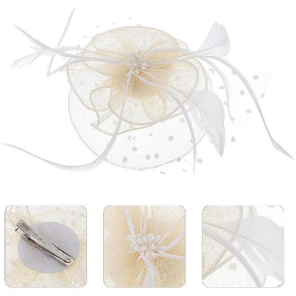 Mesh Veil Hat Clip Small Ivory Netting Hat for Women Prom Hair Accessories Special Occasion