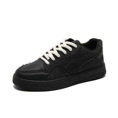 Plateau Herrenschuhe Herbst Neu Vielseitig Lässig Sportlich Low-Top Board Schuhe Student Höhenzunahme Schwarz Weiche Sohle Abriebfest Trendschuhe