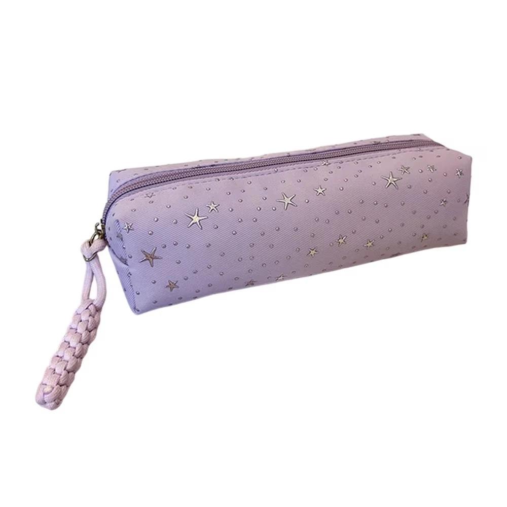 Printed Pencil Storage Bag Canvas Zipper Stationery Pouch Trendy Makeup Bag  Children