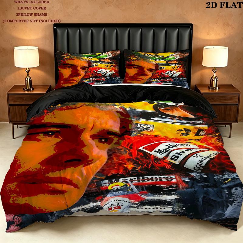 Ayrton Senna Bedding Quilt Set Quilt Cover Pillowcase Home Decoration Birthday Gift (1 * duvet cover + 2 * pillowcase, without core)