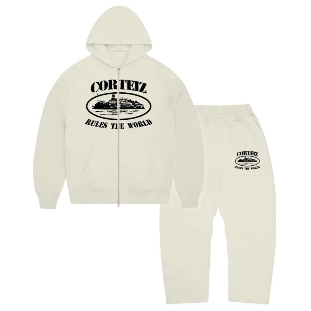 Devil Smash Street Hoodie Set European and American Fashion Loose Plush Zipper Hoodie Flat Pants