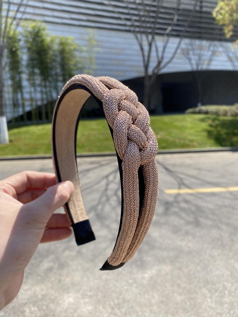 Gold Wire Rope Twist Identification Headband for Women Simple Wide-Brimmed Headband High-End Knotted Headband Hair Accessory