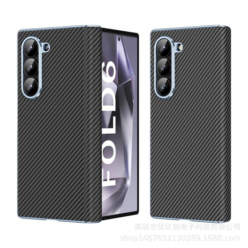 Slim PC Phone Case Galaxy Z Fold 4 5 6 7 8 Ultra With Kevlar Texture Mid Hinge Cover Half Wrap Design
