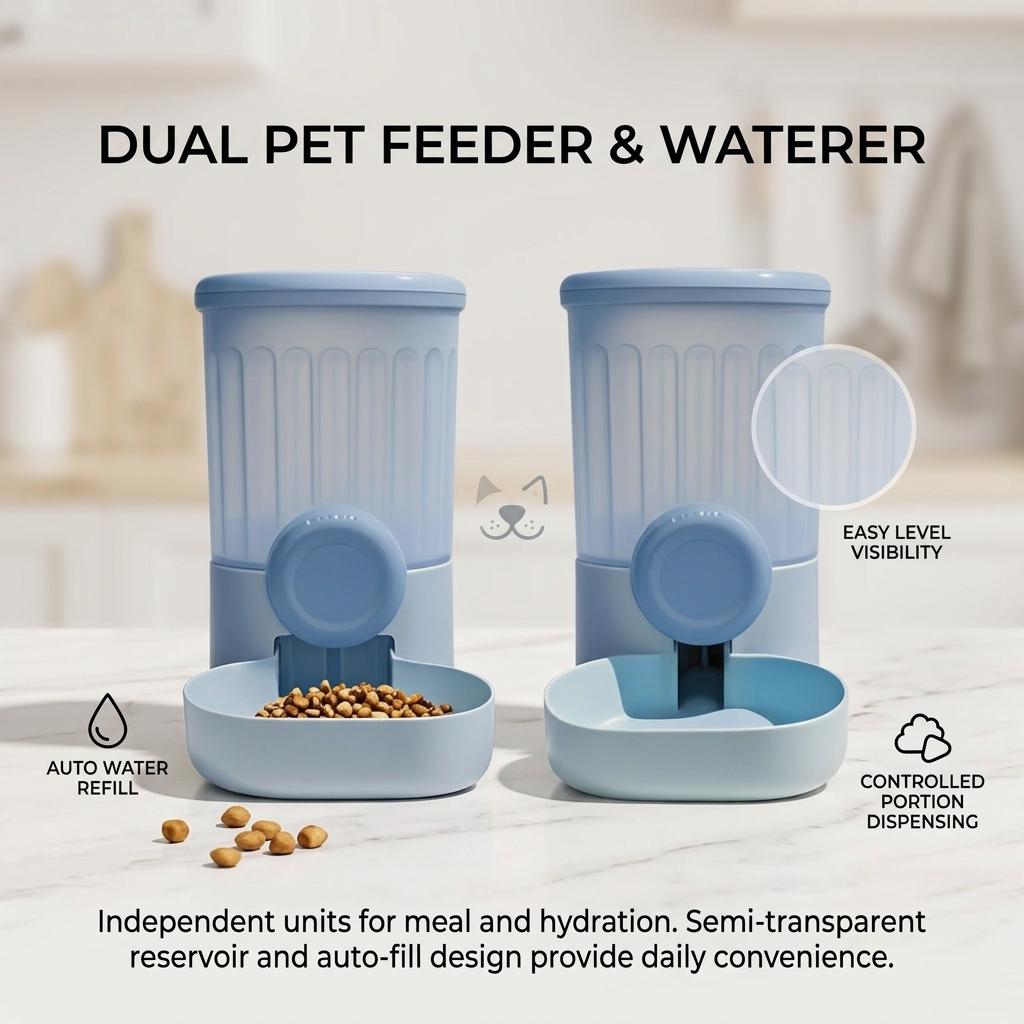 Automatic Pet Water Feeder and Food Dispenser for Cat Dog Cage Use Quiet Splash-proof Universal Cat Dog Feeder