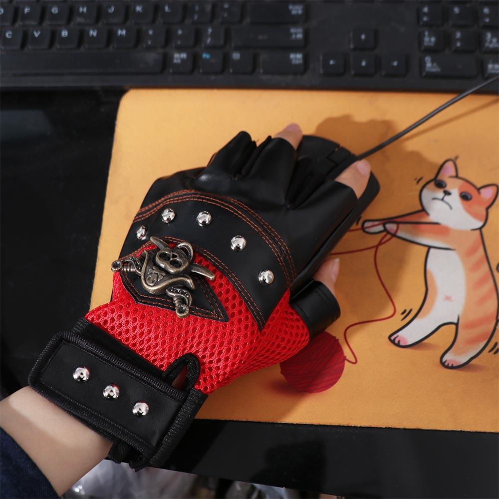 Punk Skulls Rivet PU Leather Gloves Men Women Fashion Anti-slip Half Finger Gloves Summer Cycling Motorcycle Accessories