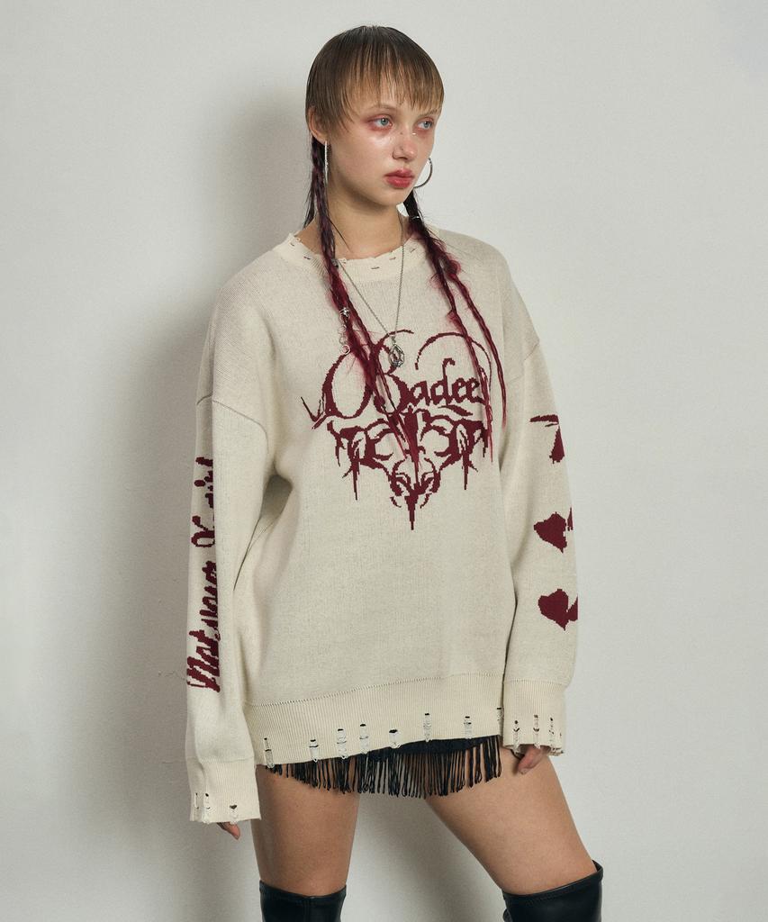 BADEE Gothic Stalk Jacquard Knit Cream