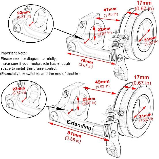 GUAIMI Cruise Control Throttle Assist Universal For Motorcycles With With 7/8" And 1" Diameter Bars