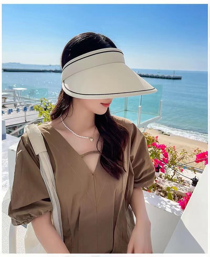 Sun Hat Women'S Uv Protection Sun Hat Summer Empty Cap Large Brim Outdoor Cycling Face Shade Hat Woman