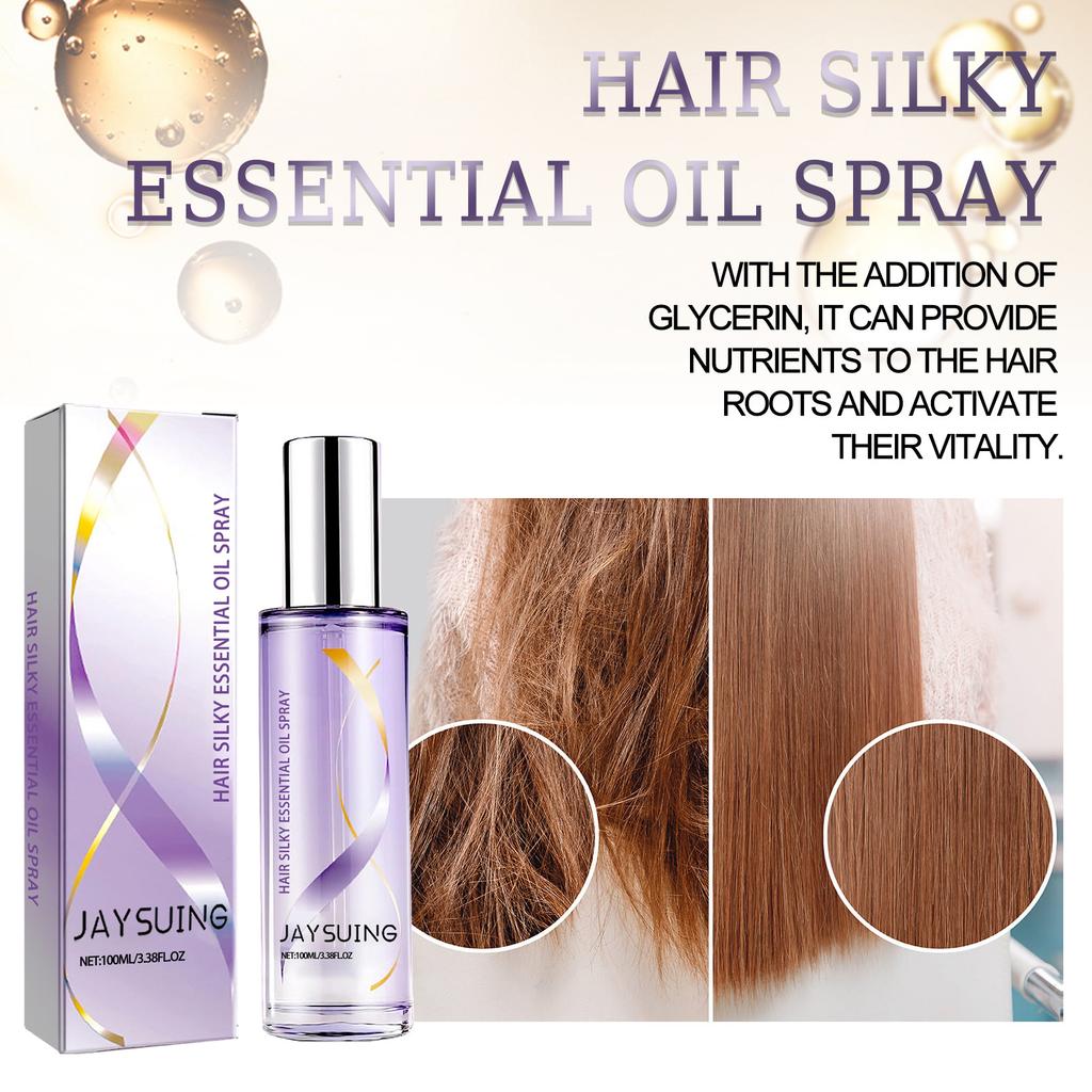 Spray Olio Essenza Setificante per Capelli Ripara Secchi Danneggiati Lisciante Crespo Trattamento Cuoio Capelluto Ammorbidisce Rinforza Lucentezza Nutriente Olio per Capelli