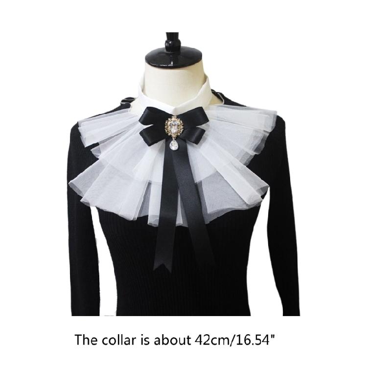 Jabot à Volants Superposés Steampunk avec Nœud Cravate Accessoires de Costume Cosplay