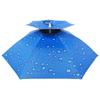 Double Layer Umbrella Hat Women Men Folding Sun Rain Cap with Adjustable Head Band for Fishing Camping Hiking