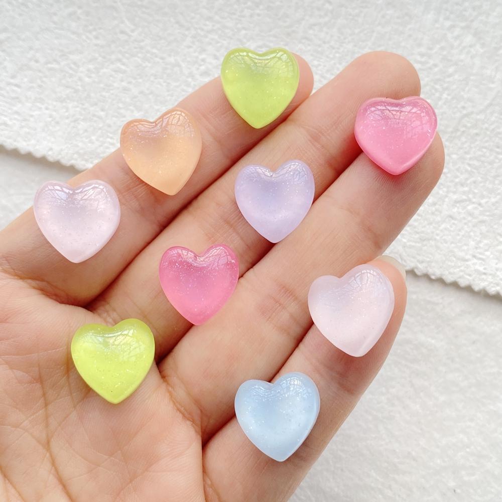 30 pièces Résine Pailletée Colorée Mini Mignon Forme de Cœur Art des Ongles Plat Strass Applique DIY Décoration Scrapbooking Mariage Artisanat