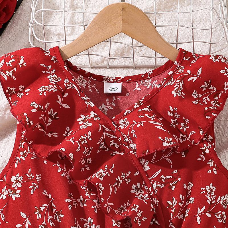 Girls' Fashion Dress Summer Children's Print Sleeveless Waisted Princess Dress