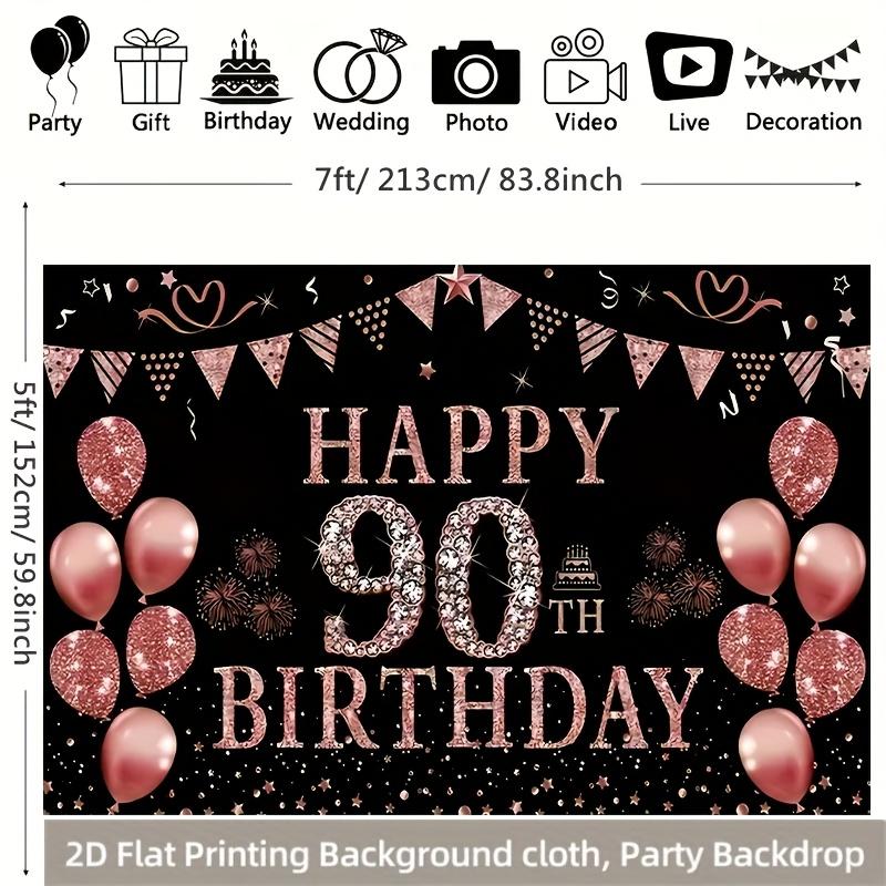 Ein 2D-flaches Stück, 90. Geburtstag Rosen-Gold Polyester Hintergrundstoff, geeignet für Zuhause, Garten, multifunktional