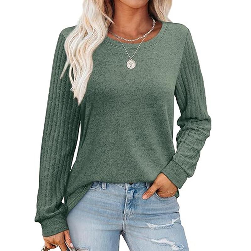 

Весна Осень Женский Однотонный Пуловер Длинный Рукав Топ Универсальная Рубашка Минималистичные Женские Пуловеры и Длинные Рукава Женские XXL зелёный