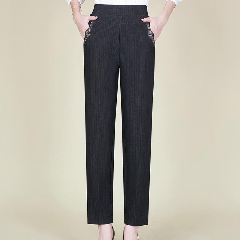 

Elegant Spring Casual Pants for Women - Slimming Straight-Leg, Versatile for Middle-aged & Elderly 4XL (135-150 jin)